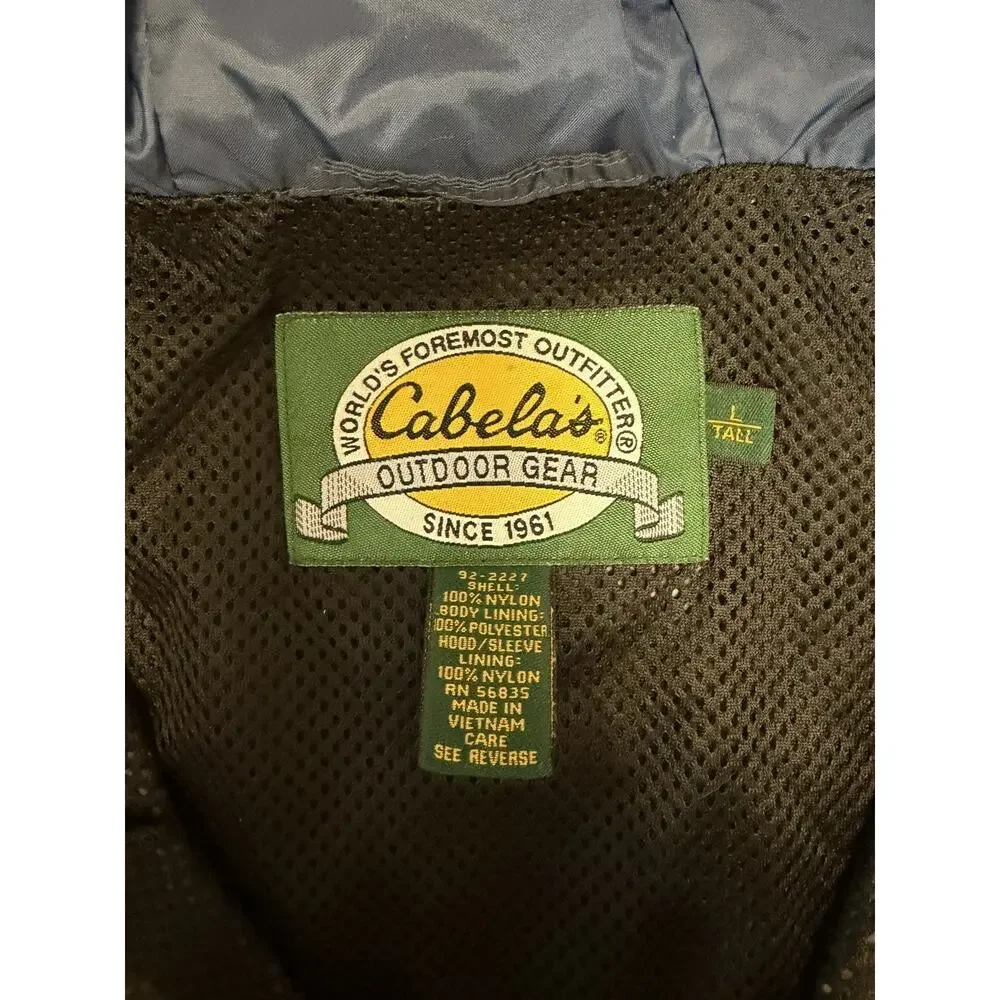 Cabela's Outdoor Gear Windbreaker Packable Jacket Men's Size L Tall Blue